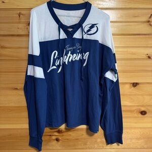 Fanatics Tampa Bay Lightening Navy White Women's Shirt Large